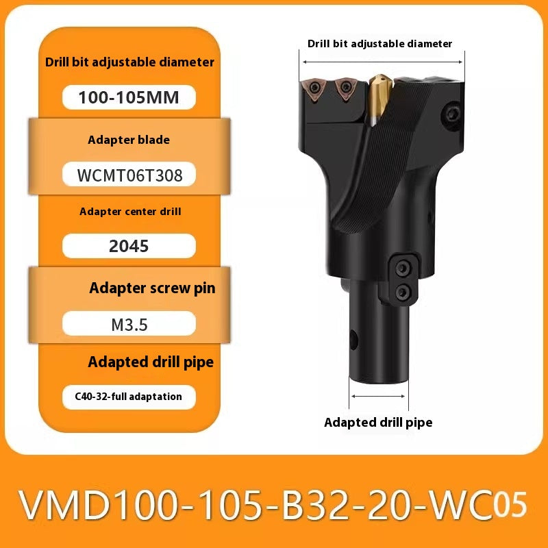 1148-Large hole centering drill deep hole machining u drill machining deep hole WMD indexable violent fast drill adjustable diameter Shandong Denso Pricision Tools Co.,Ltd.